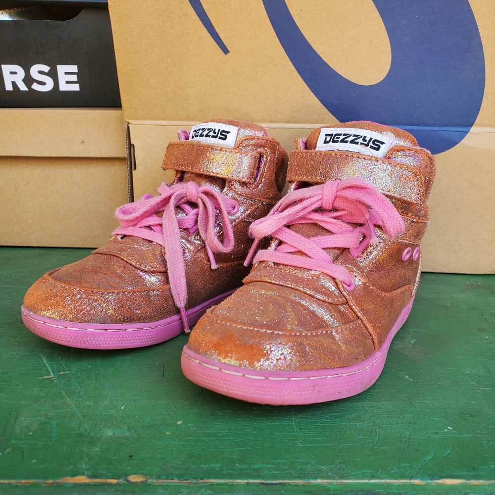 Dezzys Metallic Pink Paint Swirl High Tops